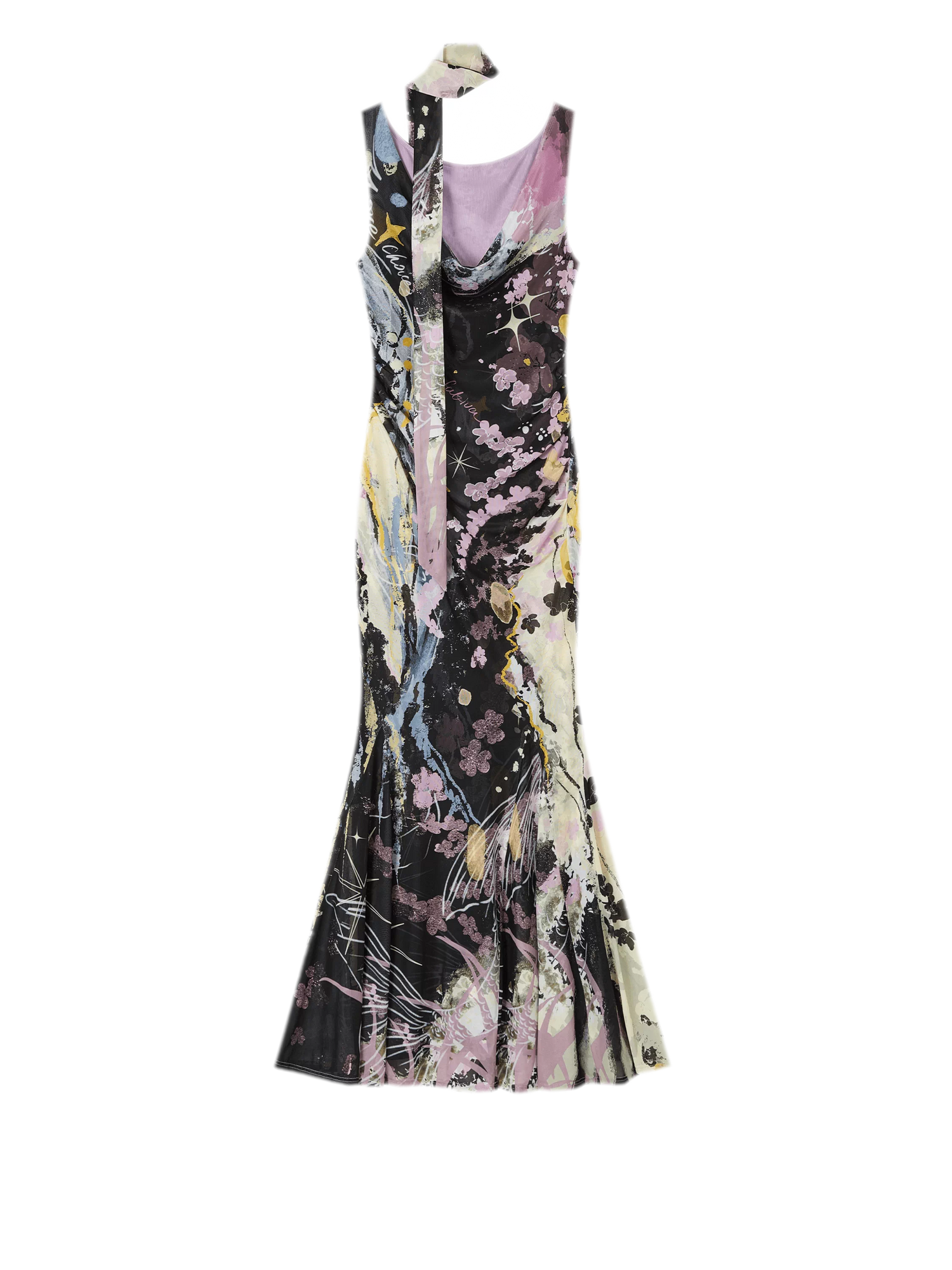 Hand-Painted Mesh Mermaid Dress
