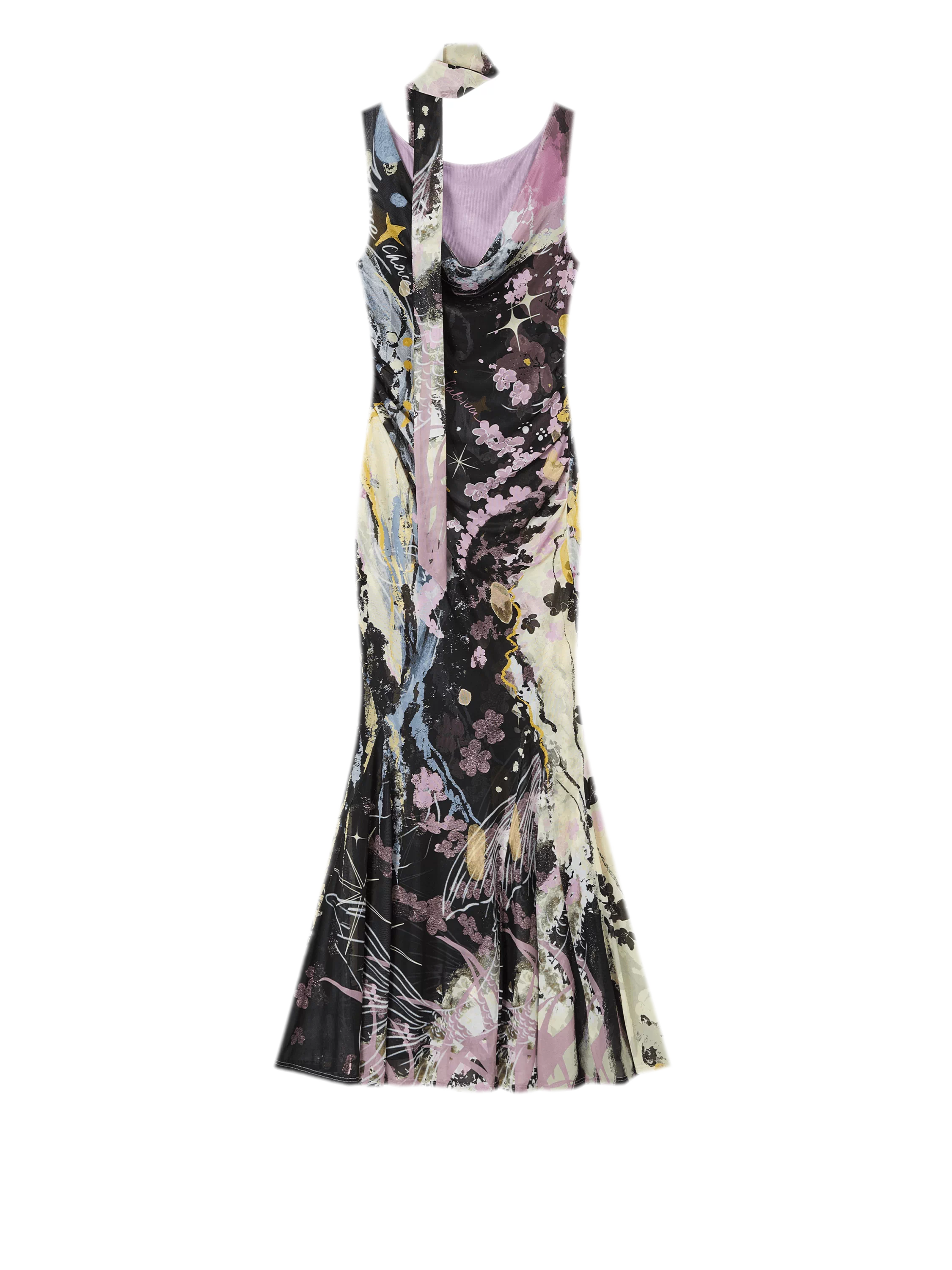 Hand-Painted Mesh Mermaid Dress