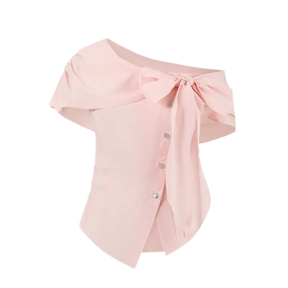 Asymmetric Bow Waist Blouse