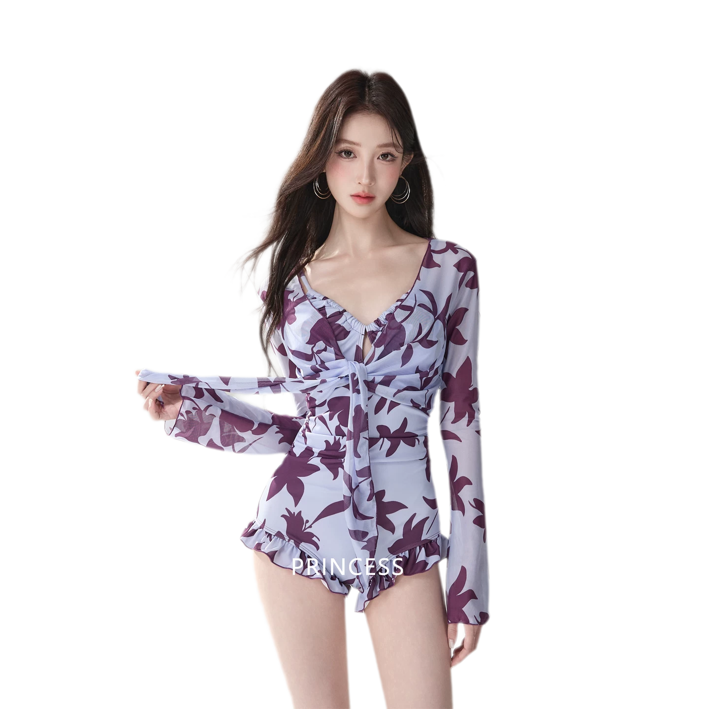 Floral Tie-Front Swimsuit