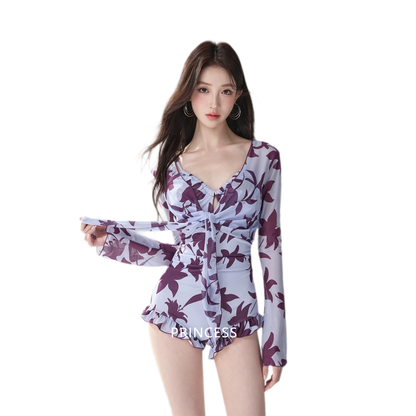 Floral Tie-Front Swimsuit