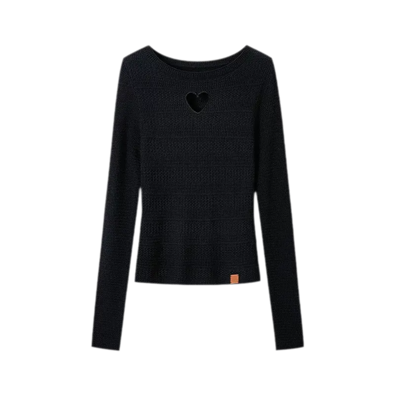 Wool Heart Cutout Knit Tee