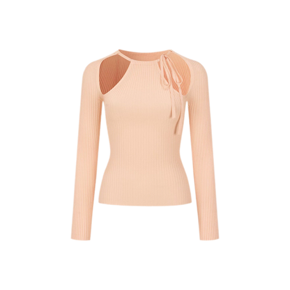 Ribbed Cutout Adjustable-Strap Knit Top