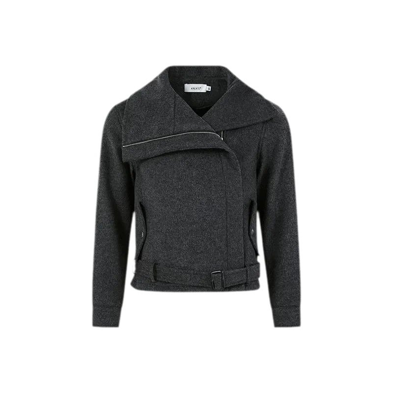 Merino Wool Cropped Belted Jacket