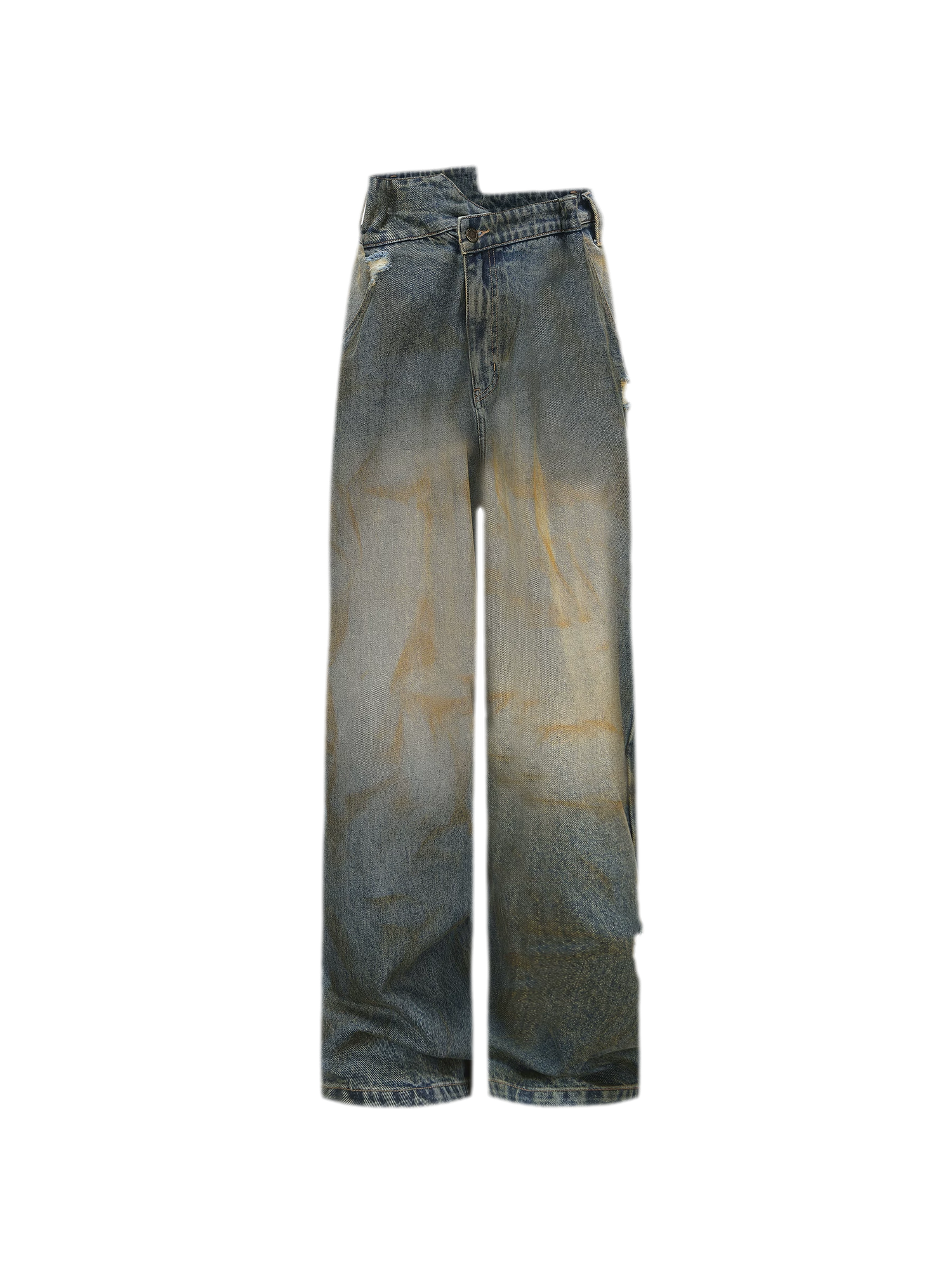 Distressed Wide-Leg Jeans