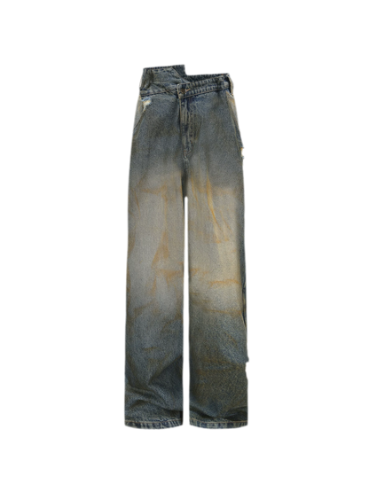 Distressed Wide-Leg Jeans