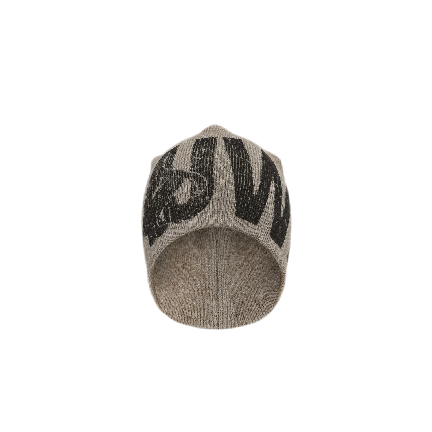 Graphic Print Rib Knit Beanie