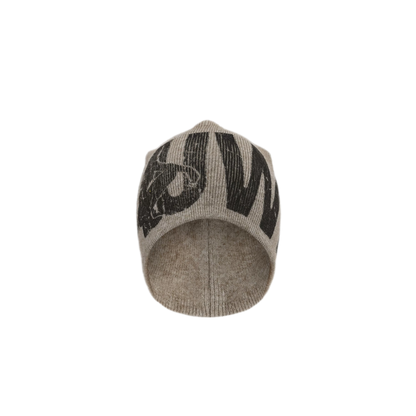 Graphic Print Rib Knit Beanie