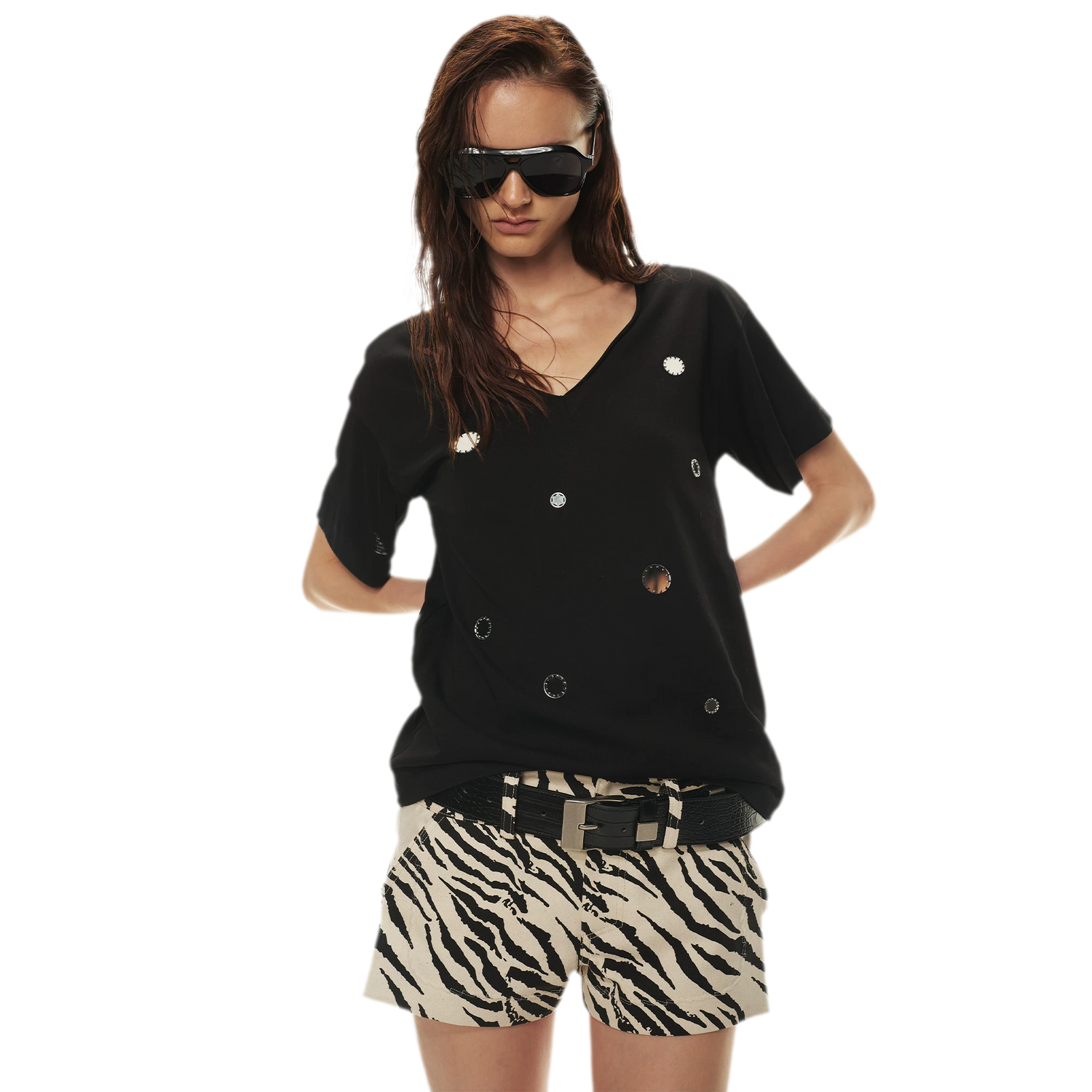 Relaxed Stylish V-Neck Short Sleeve T-Shirt