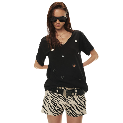 Relaxed Stylish V-Neck Short Sleeve T-Shirt