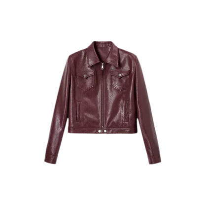Meteorite Texture Fitted Leather Jacket