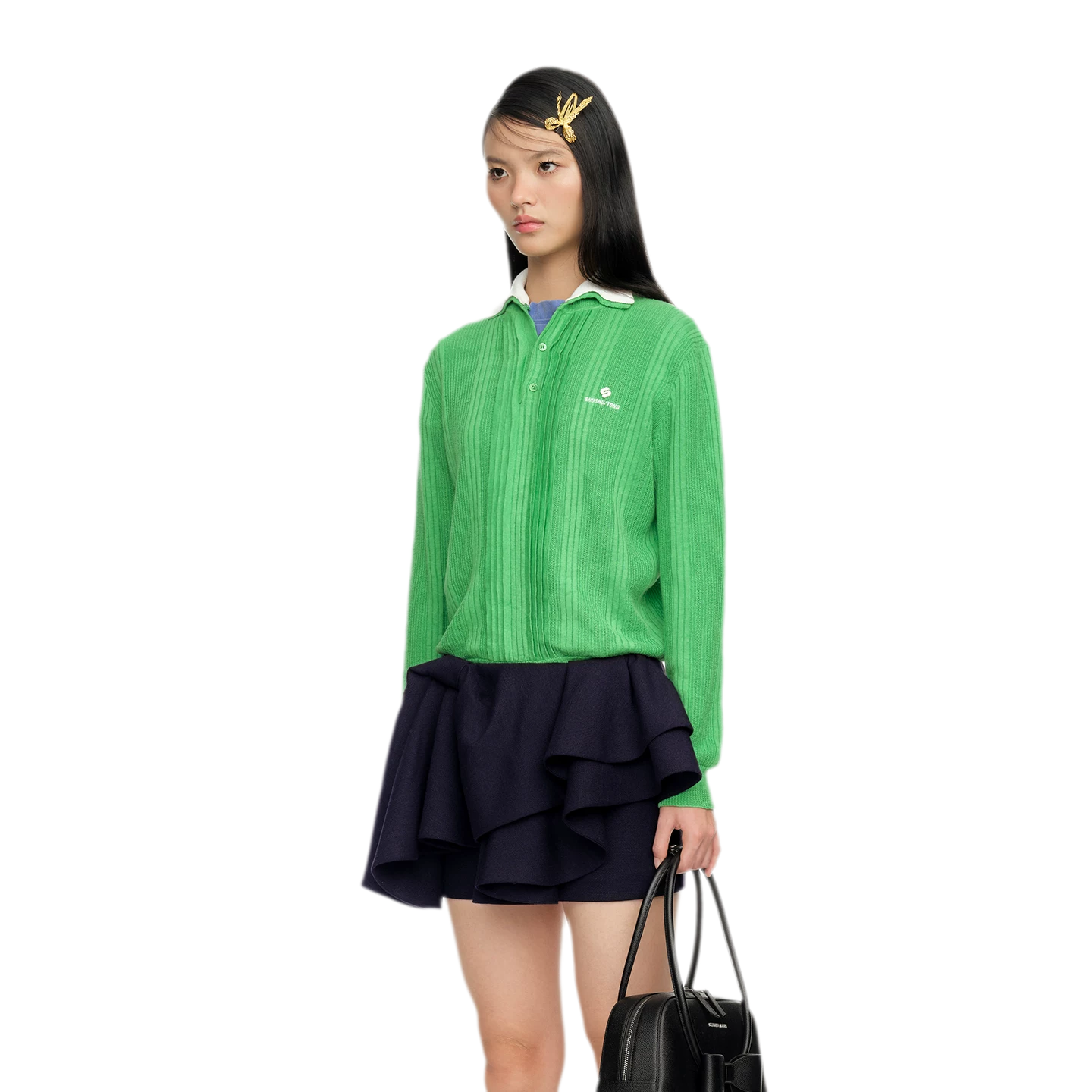 Summer Knit Pullover with Contrasting Collar