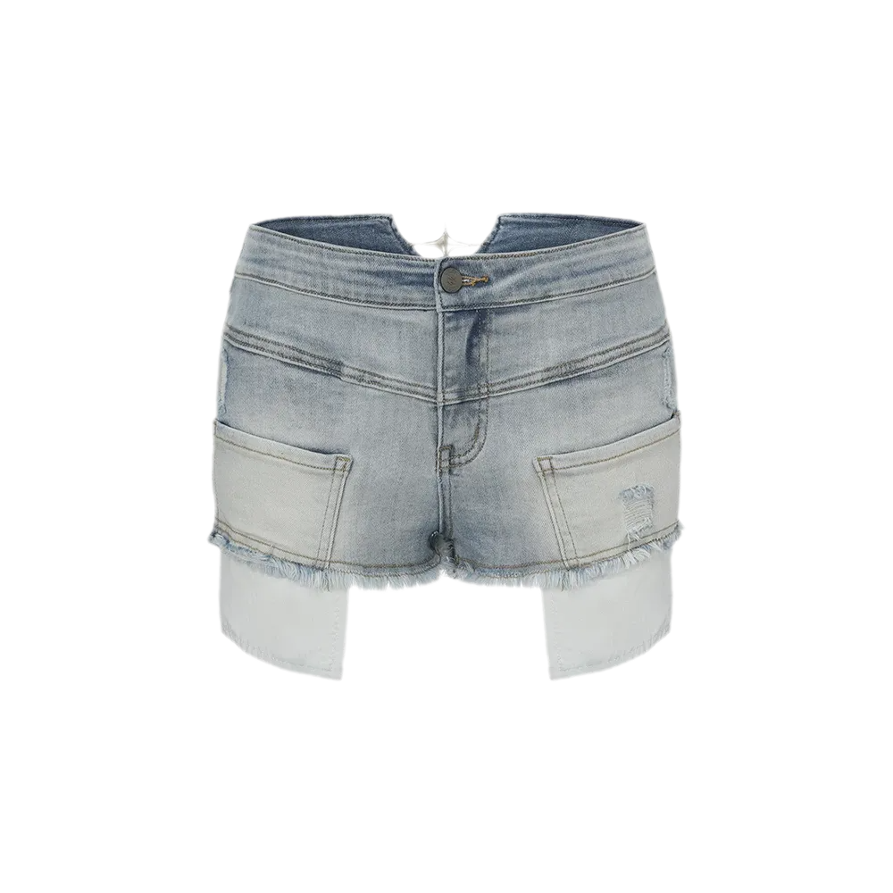 Washed Distressed Denim Shorts