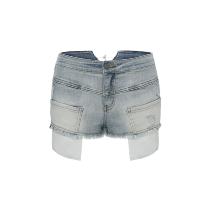 Washed Distressed Denim Shorts