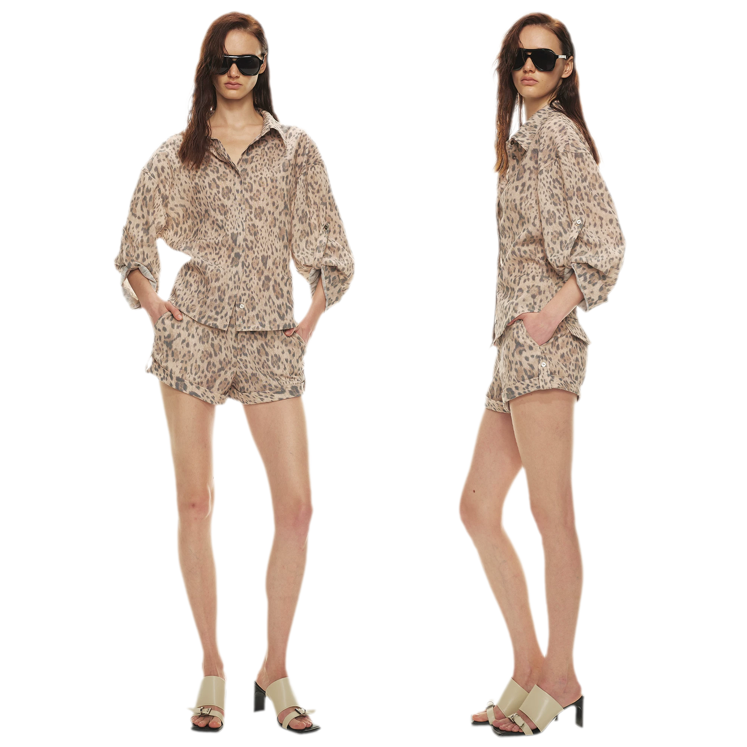 Tencel Linen Leopard Print Shirt &amp; Short
