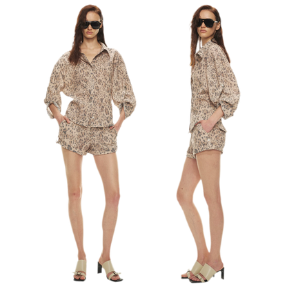 Tencel Linen Leopard Print Shirt &amp; Short