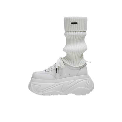 Square Toe Leather Sneakers