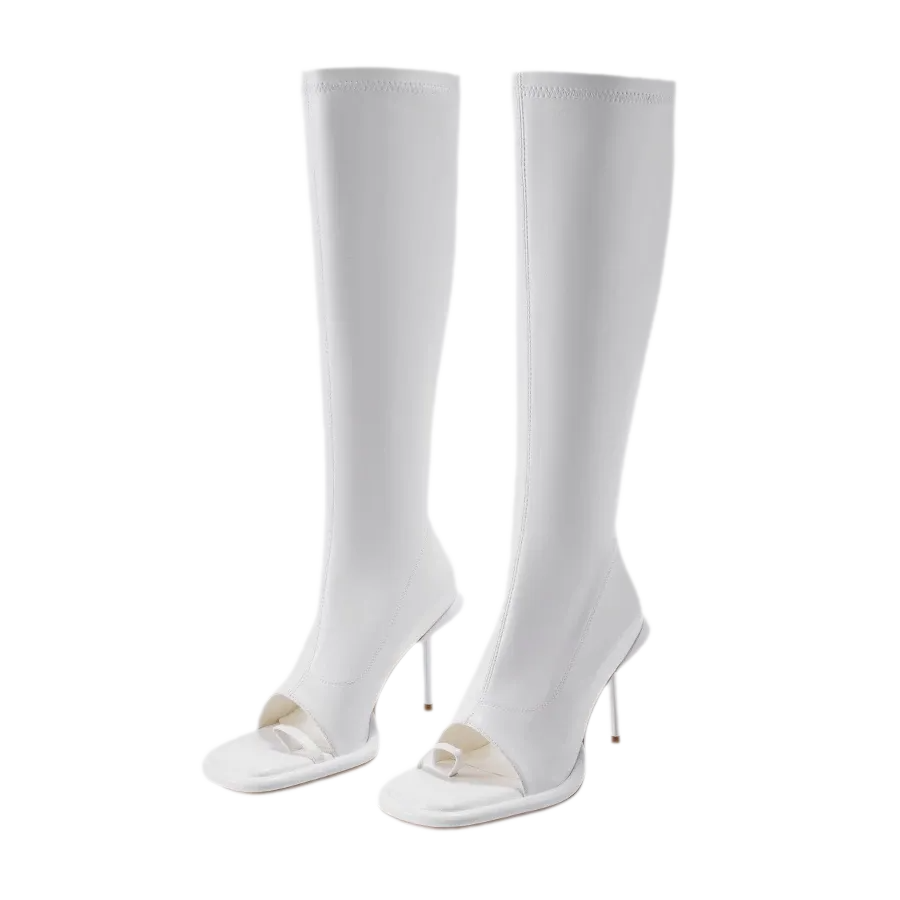 Open-Toe Stiletto Knee-High Boots