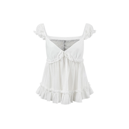 Korean Style Lace Spliced Doll Blouse