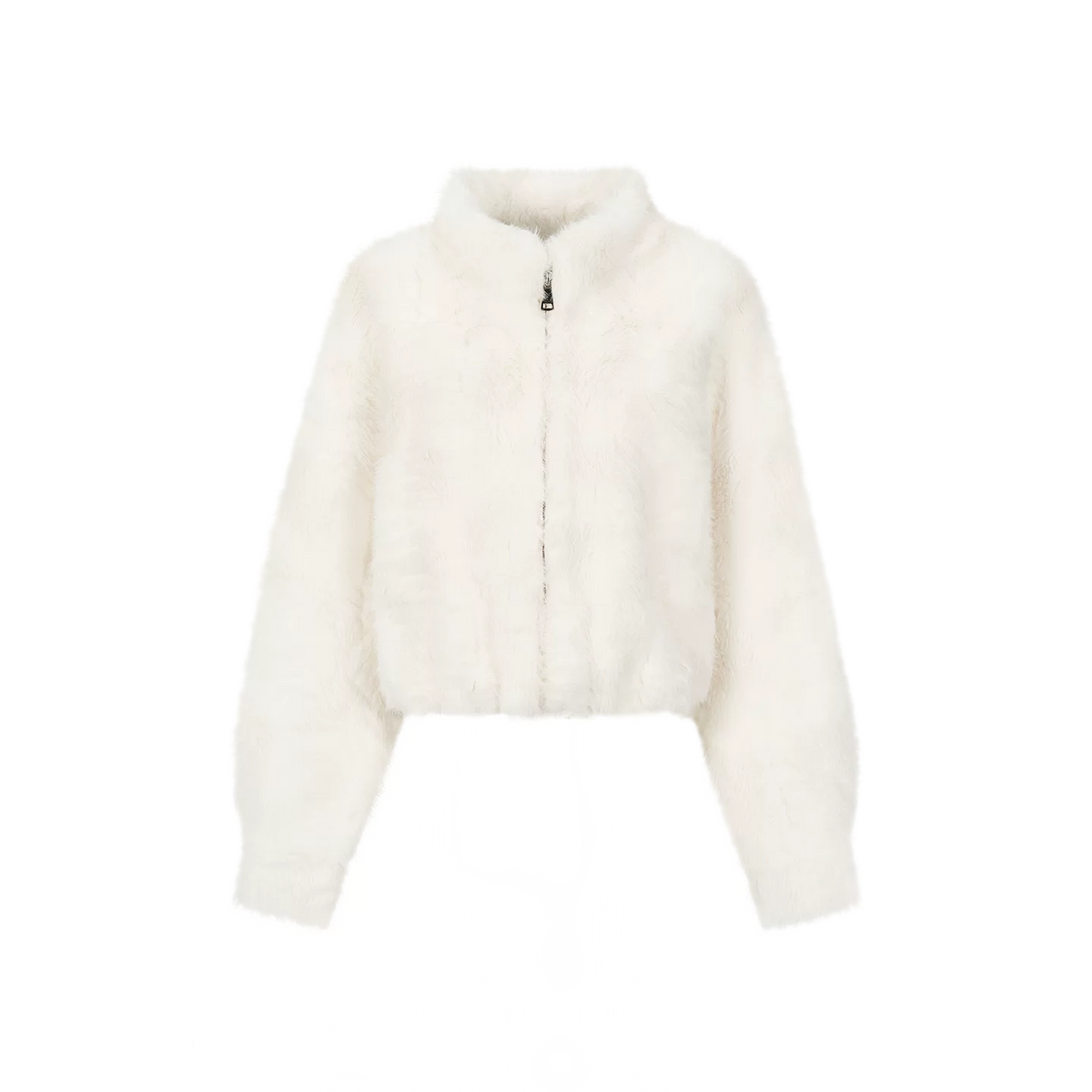 Embossed Cropped Faux Fur Jacket