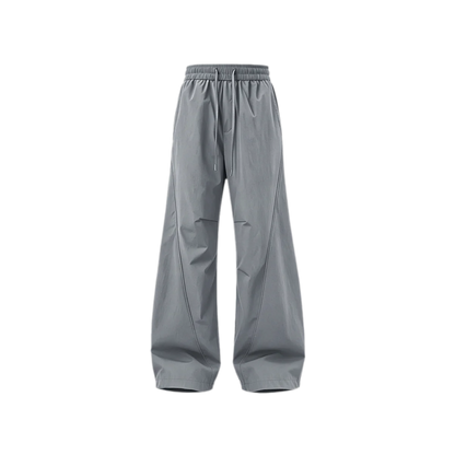 Shiny Panel Wide-Leg Nylon Pants
