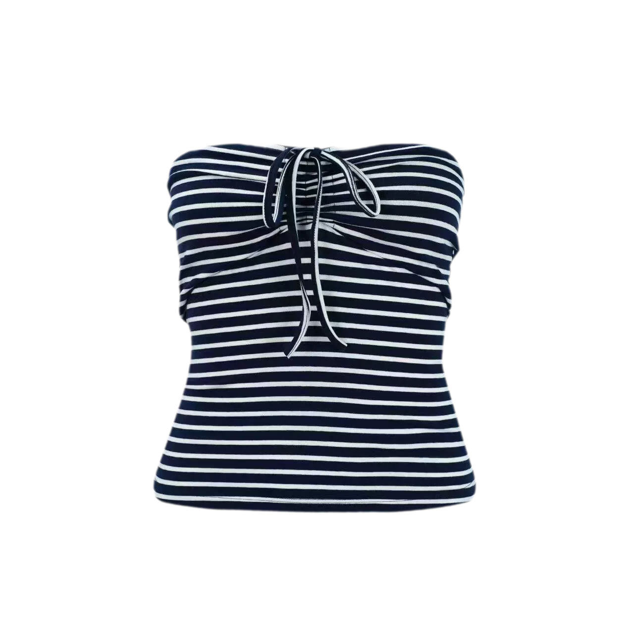 Striped Drawstring Bandeau Top