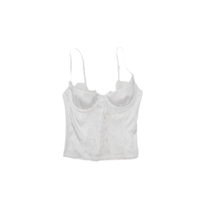 Lace Panel Satin Corset Top