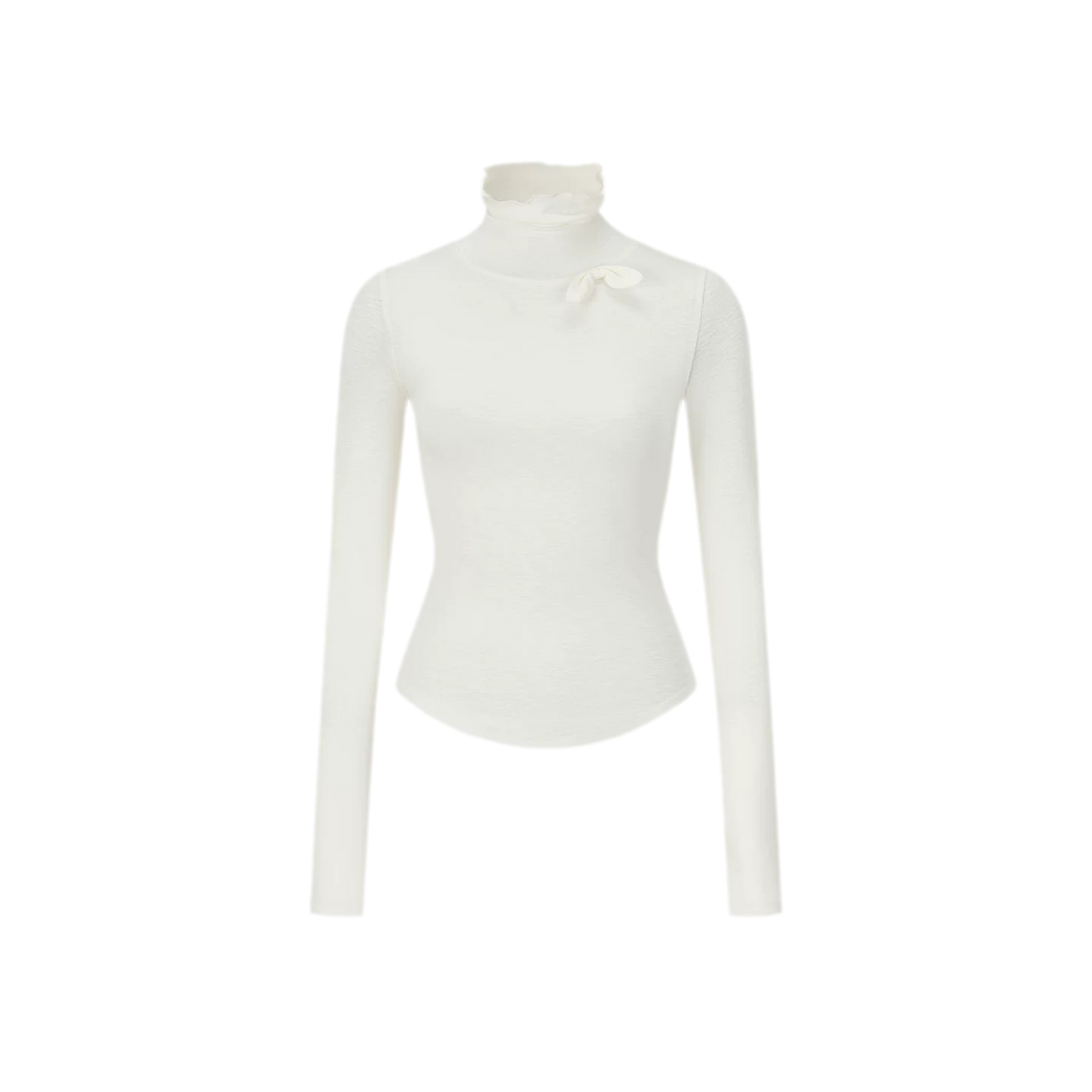 Lyocell Bow High-Neck T-Shirt
