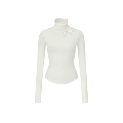 Lyocell Bow High-Neck T-Shirt