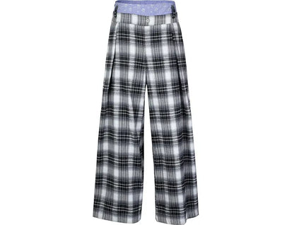 Checked Wide-Leg Pants