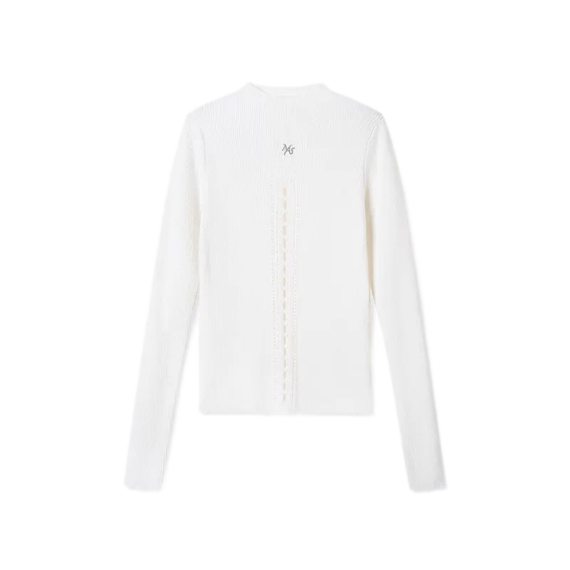 Openwork Rib-Knit Fitted Top
