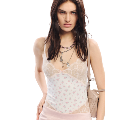 Vintage Rose Leopard Print Lace Camisole