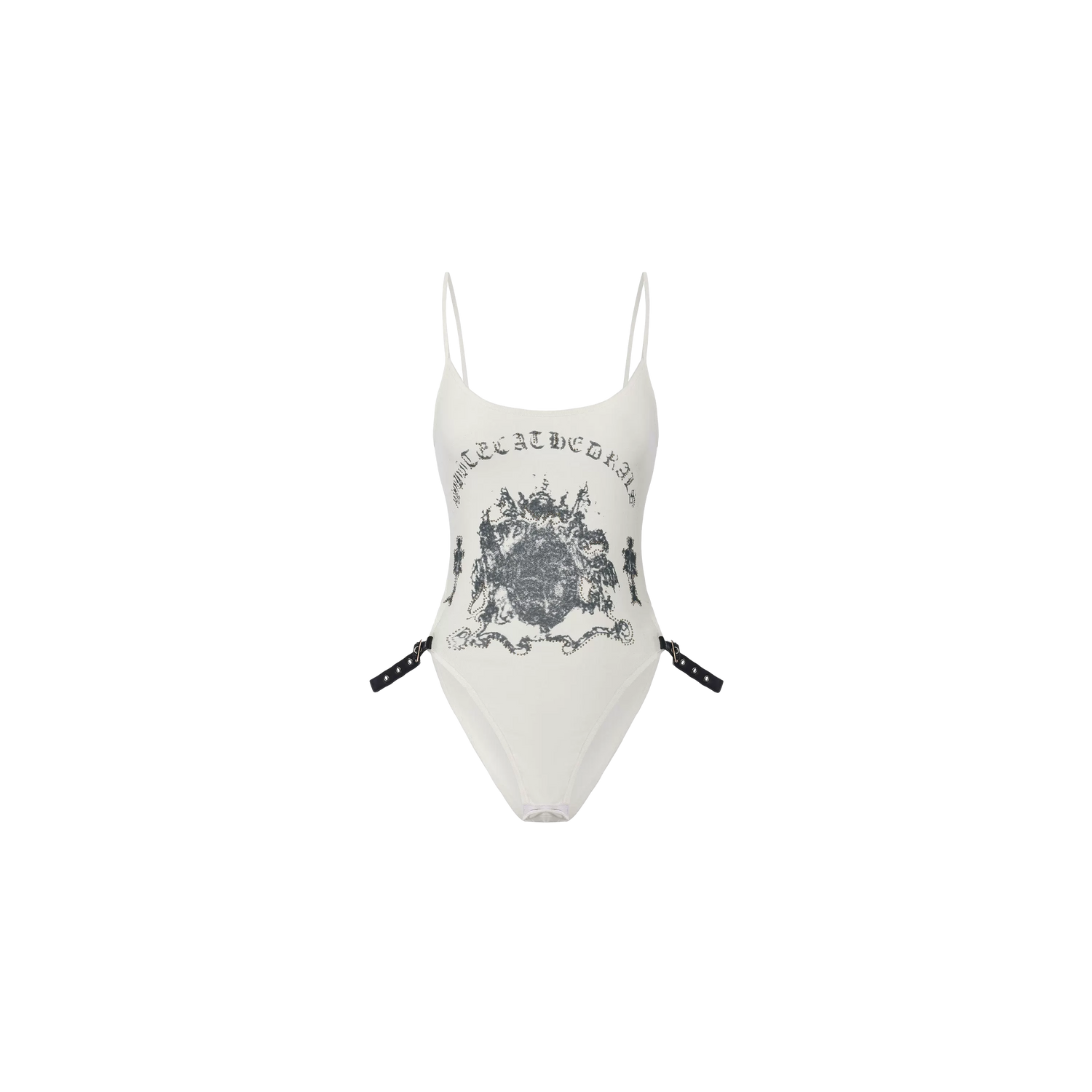 Gothic Print Waist-Exposed Vest