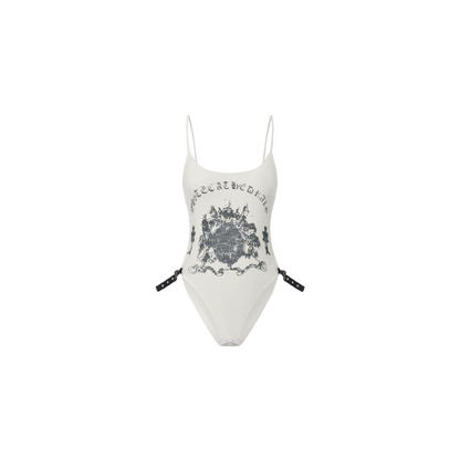 Gothic Print Waist-Exposed Vest