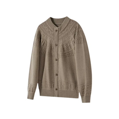 Jacquard Knit Zip Cardigan