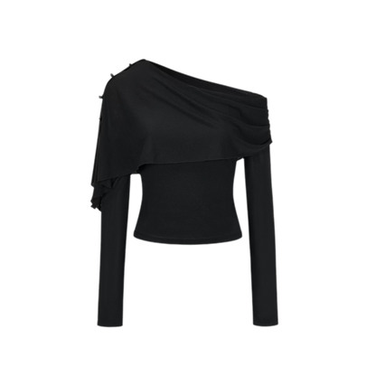 Asymmetrical Button Shoulder Top