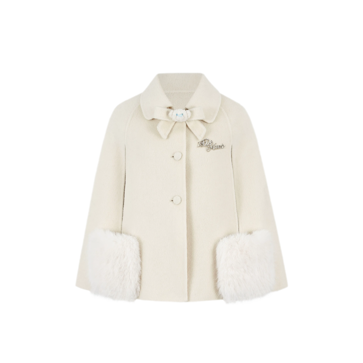 Cappotto mantella in peluche con fiocco