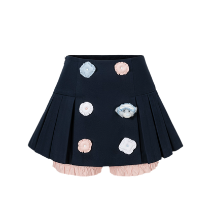 Bear Pleated Cotton Skort