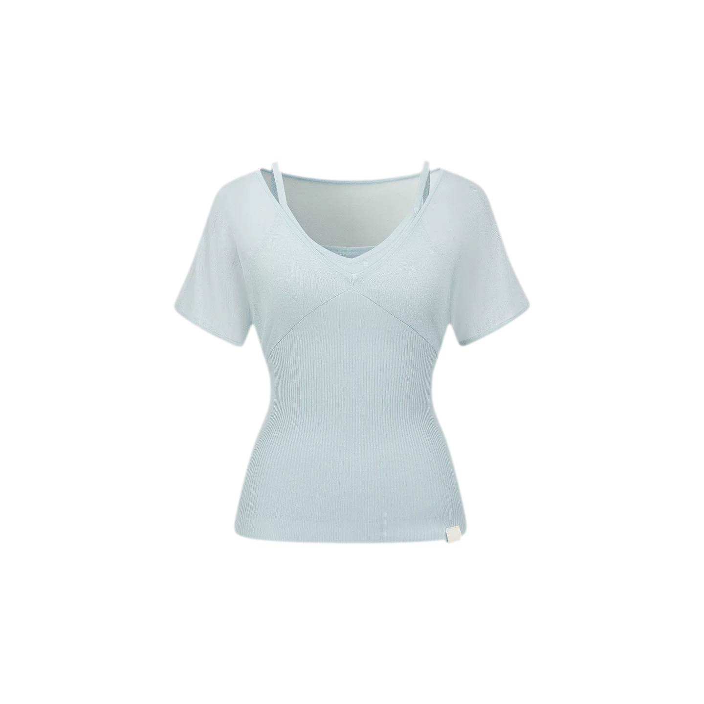 Layered Ribbed V-Neck Tee