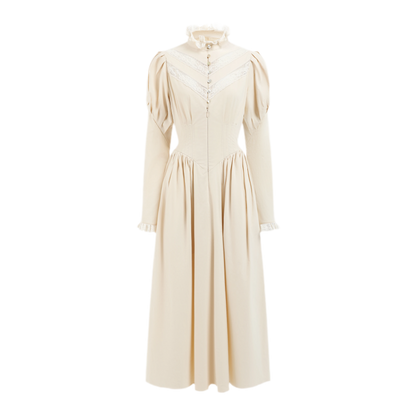 Lace Trim Victorian Midi Dress