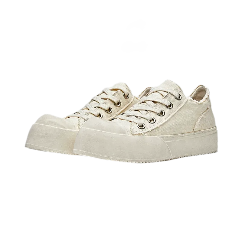 Distressed Platform Canvas Sneakers