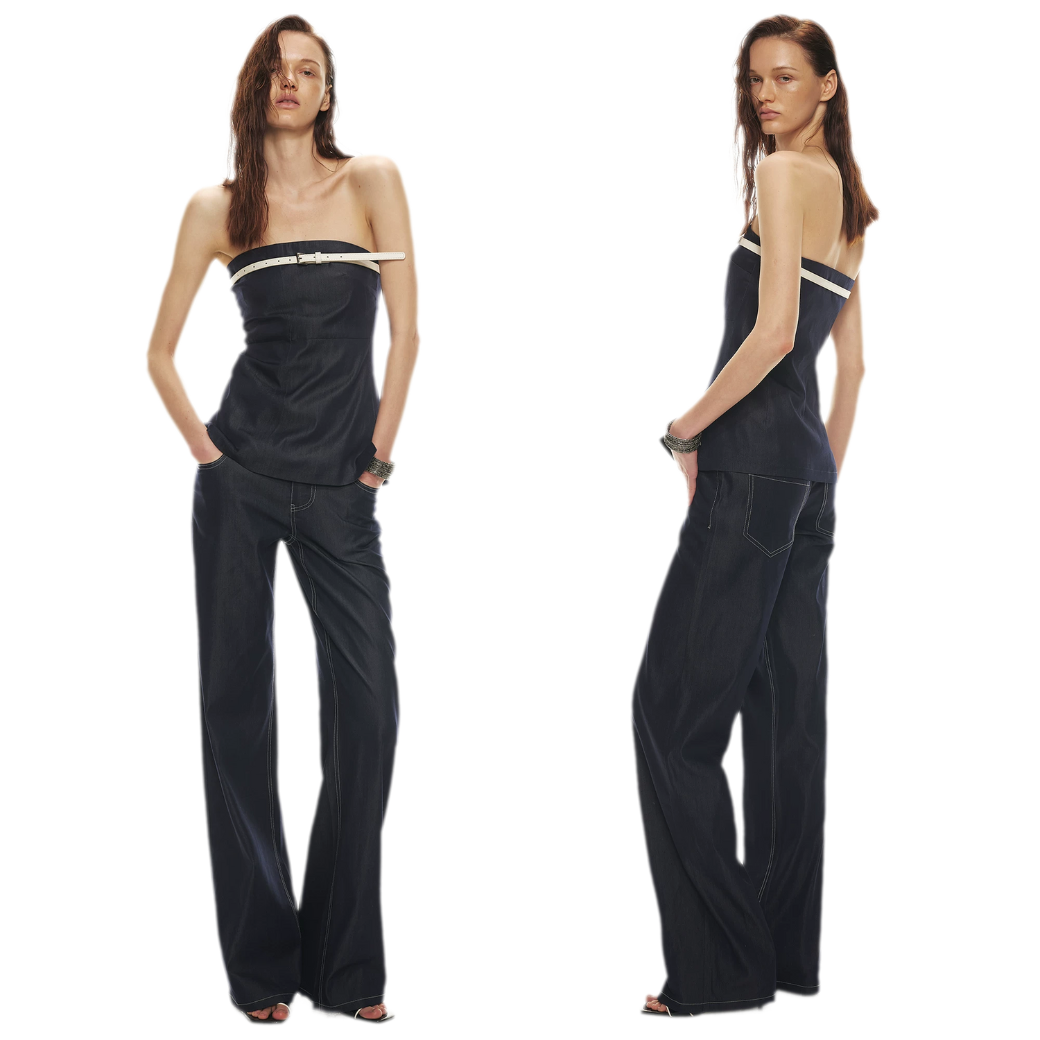 Soft Tencel Denim Fishtail Bustier Top &amp; Pants