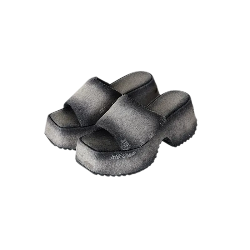 Washed Platform Slippers