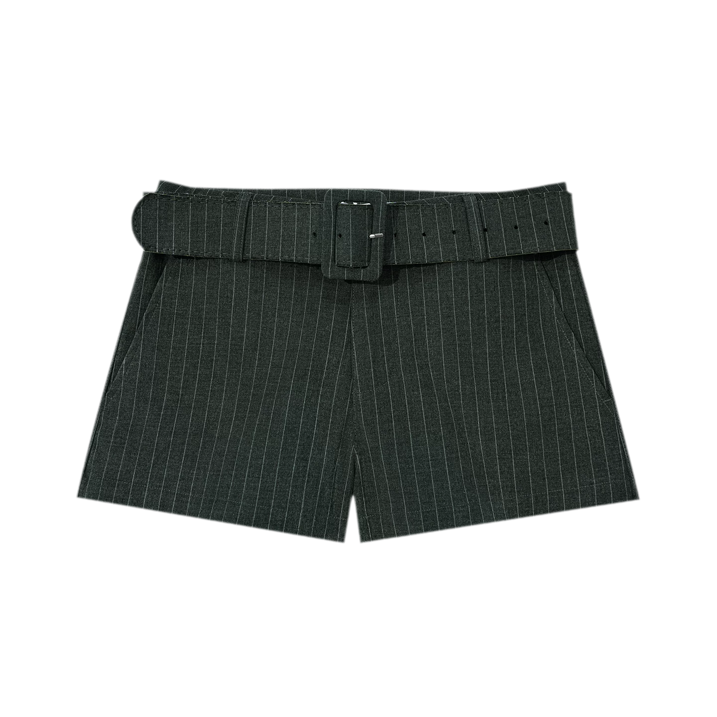 Pinstripe Belted Jacket Shorts Set