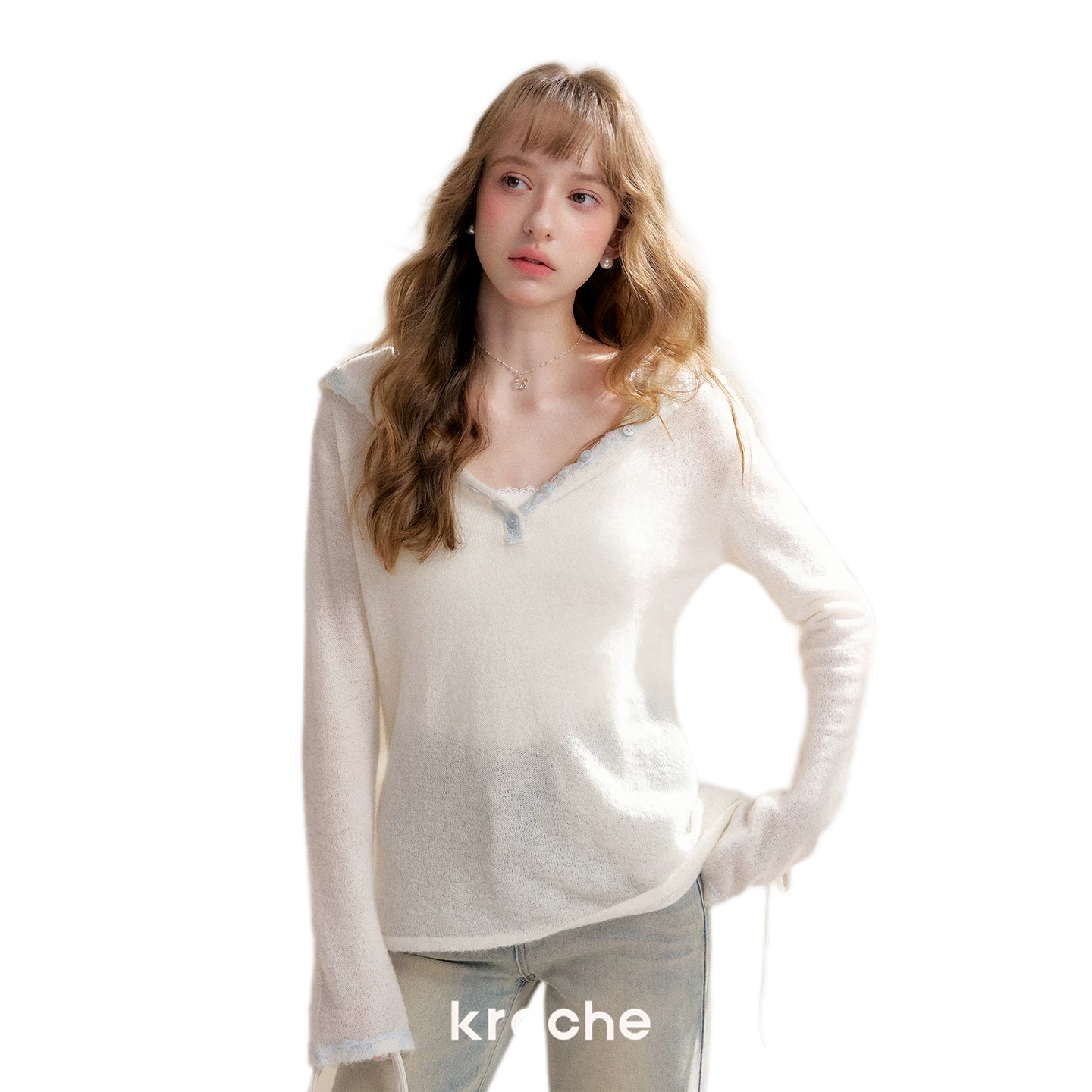 Lace Hood Knit Hoodie