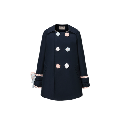 Textured Cotton Double-Breasted Trench Dress