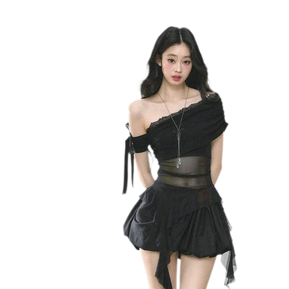 Sheer Off-Shoulder Tee