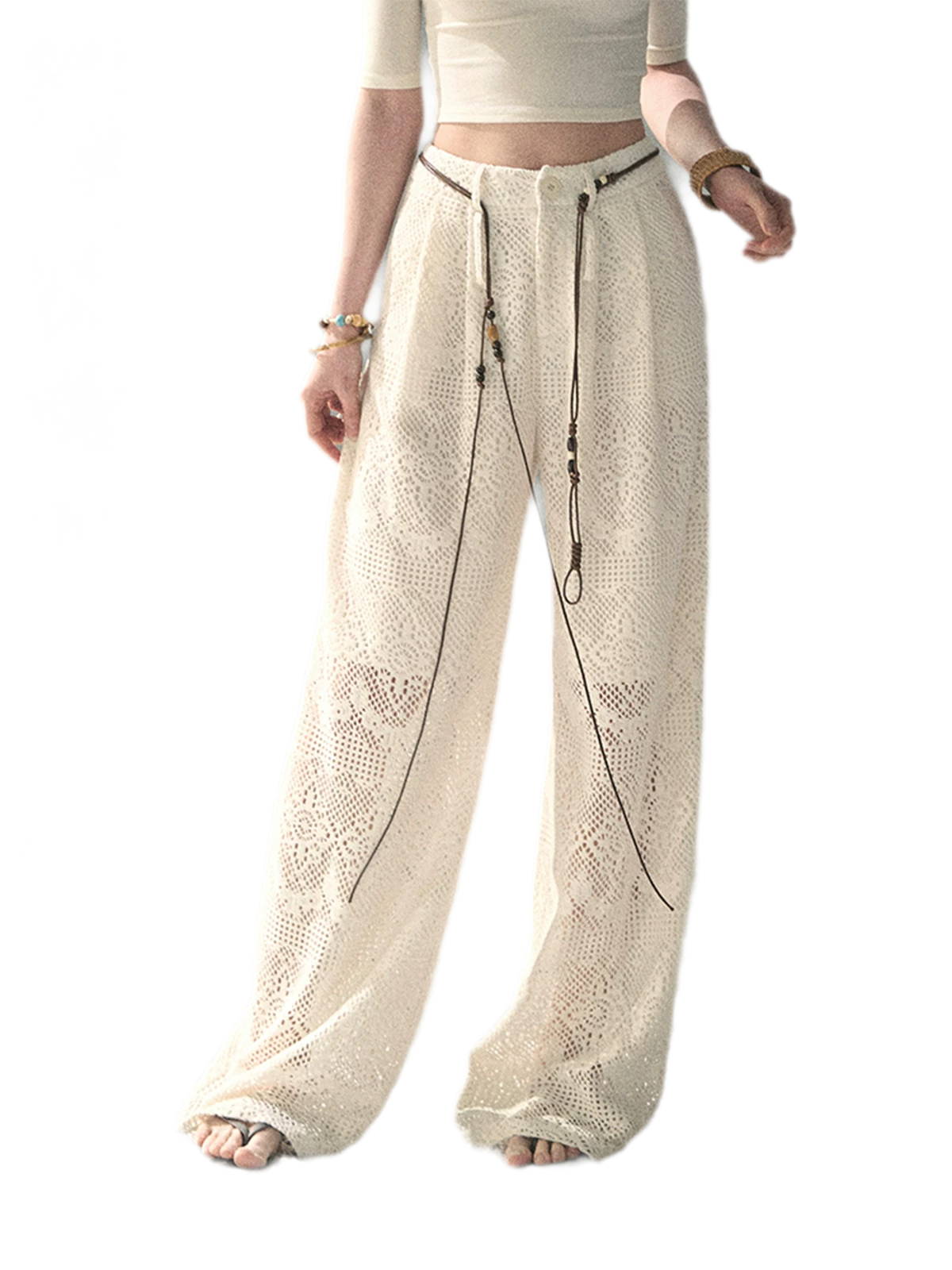 Hollow Wide-Leg Pants