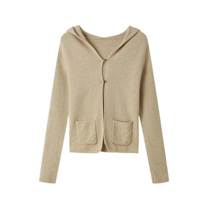 Cardigan en maille à capuche moucheté