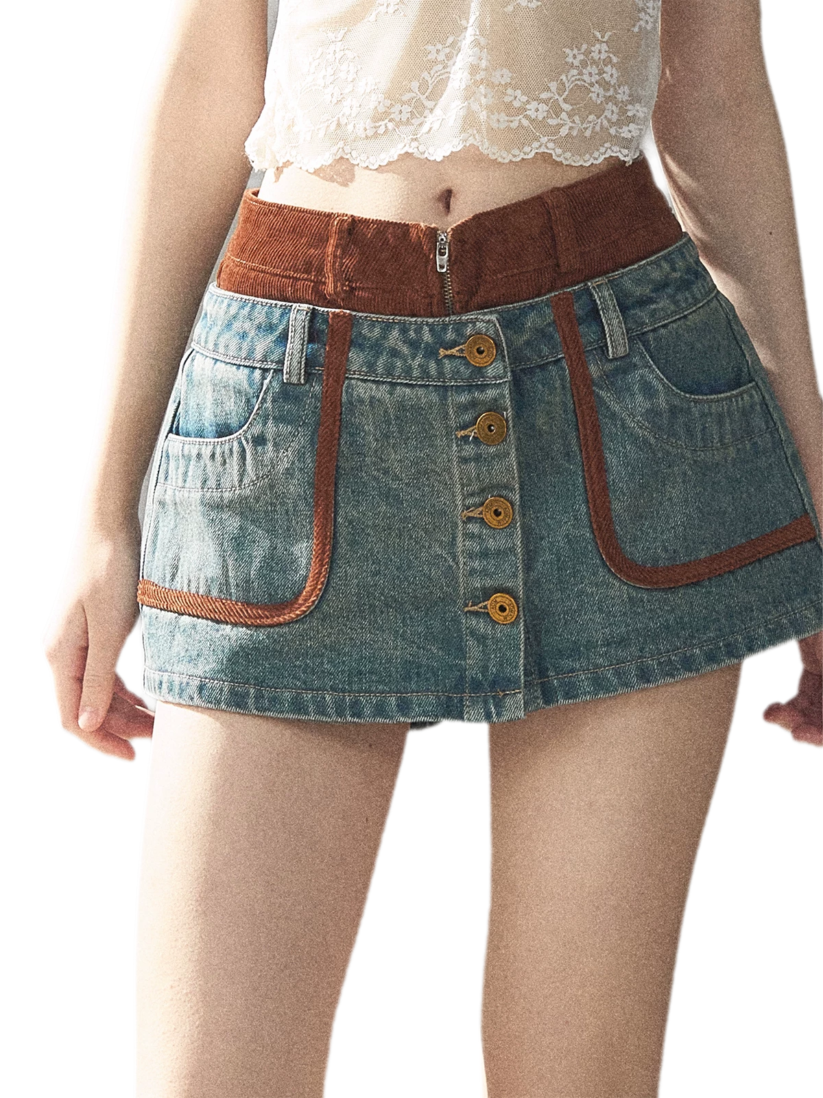 Washed Denim Jacket Skirt Set